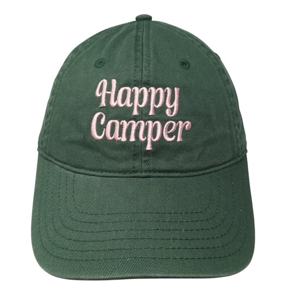 Happy Camper Baseball Cap Green One Size Adjustable 6 Panel Mighty Fine
